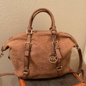 Michael Kors Bedford Ostrich Embossed Leather Satchel